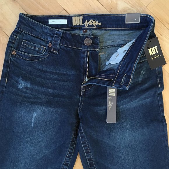 Kut from the Kloth SAMMIE Straight Leg Blue Jeans Distressed Straight Leg - Picture 6 of 16